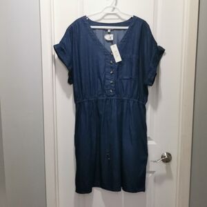 Elegant Blue Button-Down Mini Dress